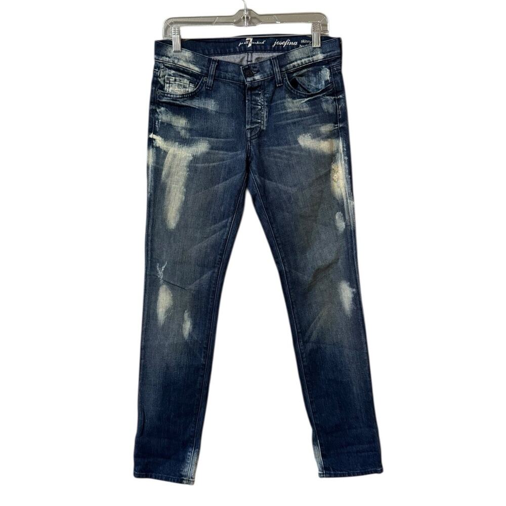 7 for all Mankind Josefina Skinny Jeans Women Size 27 Distressed Preppy Designer